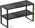 Heavy-Duty Adjustable Metal Shelf Organizer - Expandable & Stackable Pantry Storage Rack for Kitchen, Bathroom, RV, Cabinets(2 Packs/Black, Large) by Unknown