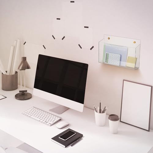 Feifeiya 2 Pcs Clear Acrylic File Holder Wall Mount, 14"x8.3"x2.4" - Image 6