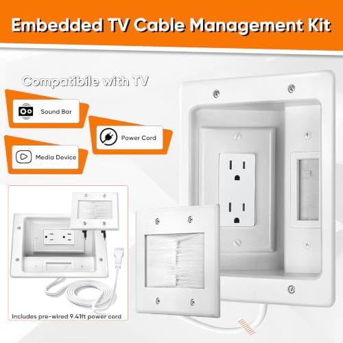in Wall Cable Management Kit with Recessed Outlet Box, Built-in Design - Image 3