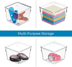 iDesign Linus Plastic Kitchen Drawer Organizer for Silverware, Spatulas, Cutlery, Gadgets, Office Supplies, Cosmetics, 4" x 4" x 3", Set of 2, Clear - Image 5