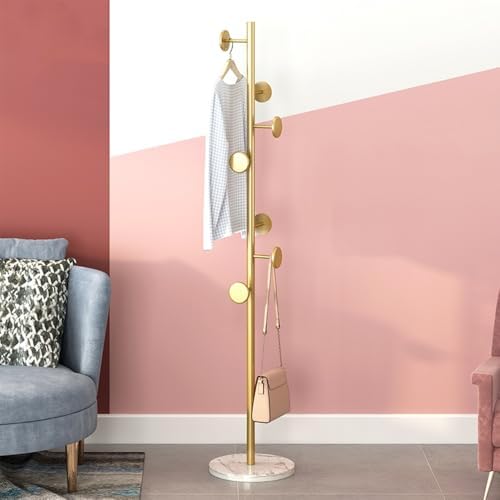 Coat Rack Freestanding Gold Clothes Rack For Clothing Hats Bags Ties Purses by Unknown