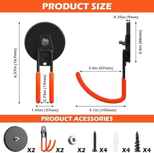 Extra Large Heavy Duty Magnetic Hooks for Hanging Garage Tools, 3.5in Ndfeb Strong Magnet Hook Heavy Duty, Super Big Magnetic Storage Utility Hook, Magnetic Hanger Holder Wall Mounted, 2 Pack - Image 3