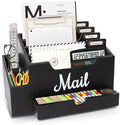Wood Mail Organizer Countertop, with 6 Compartments and Drawer by Niciksty