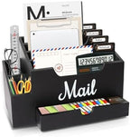 Wood Mail Organizer Countertop, with 6 Compartments and Drawer by Niciksty