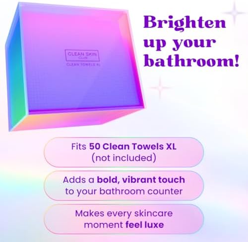 CLEAN SKIN CLUB Prism Box for Clean Towels XL – Acrylic Bathroom Storage Organizer, Holds 50 Disposable Face Towels, Dust-Proof Countertop Container with Lid for Skincare & Vanity Organization - Image 2