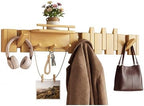 Mid Century Modern Wood Coat Rack Wall Mount with Shelf, 9 Hooks, Natural by Unknown