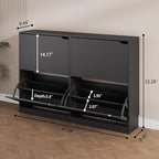 Black Hidden Shoe Storage Cabinet for Entryway with 4 Flip Drawers - Image 2