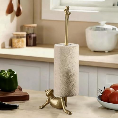 Gold Cast Iron Paper Towel Holder Countertop, Frog Leg Toilet Paper Holder Stand, Stable & Durable, Cute Funny Animal Rustic Decor Paper Roll Holder for Bathroom & Kitchen - Image 2