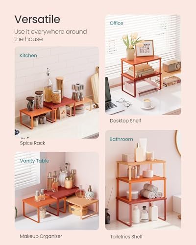 SONGMICS Cabinet Organizer Shelf, Set of 3 Spice Rack, Kitchen Storage - Image 4