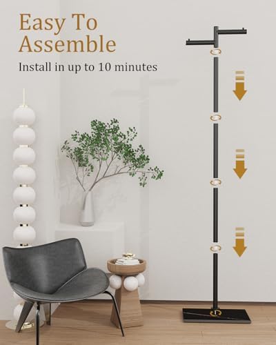 Freestanding Metal Coat Racks with Natural Rock Base,68.9in,Black - Image 5