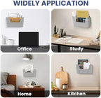 JOMOLA No Drilling File Holder 3 Pack Mail Organizer Wall Mount File Organizer Holder Office Wall Hanging Files Magazines Organizer Plastic Door Mount Wall Pocket with Adhesive Pad, Grey Color - Image 6