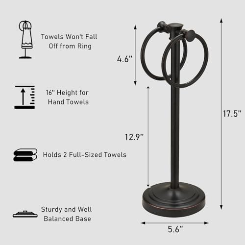 Hoimpro Hand Towel Holder Stand Bathroom Countertop Towel Bar Rack Bronze - Image 6
