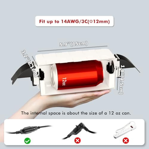 Flemoon Small Outdoor Electrical Box, IP55 Waterproof Extension Cord Cover - Image 2