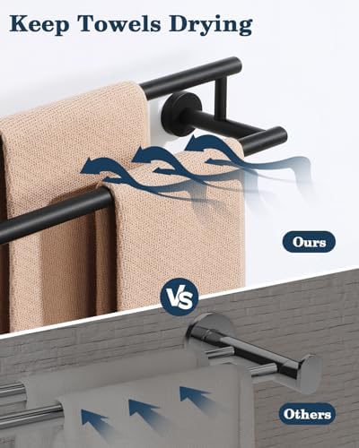 Alise Double Towel Bar Black,16" Towel Racks for Bathroom Wall Mounted - Image 5