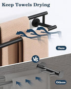 Alise Double Towel Bar Black,16" Towel Racks for Bathroom Wall Mounted - Image 5