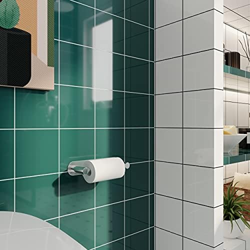 Adhesive Toilet Paper Holder Chrome Bathroom Double Post Pivoting Toilet Tissue Holder Polished Roll Holder Stick On No Drilling Stainless Steel and Zinc Alloy - Image 3