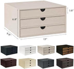UnionBasic Leather Desktop Drawer Organizer, File Cabinet Magazine Document Holder, Office Supplies Desk Storage Organizer Box, 3 Drawer, Coffee - Image 7