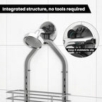 Shower Caddy Hanging (Silver), Adjustable Anti-Swing-Over The Shower Head Caddy, 3 Tier Height Bathroom Storage Organizer Bathroom Shelves Basket Rack Shower Caddies (3Tier) - Image 2