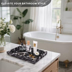 Marble Bathroom Tray for Countertop & Home Decor, Natural Decorative Marble Tray for Jewelry & Perfume Organizer, Luxury Stone Vanity Trays for Dresser, Kitchen Counter, 12" x 8", Black - Image 4