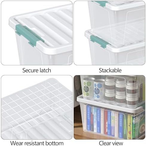 Zopnny 35 Qt Clear Stackable Storage Bins with Lids, 6-Pack - Image 3