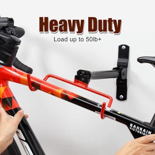 PHUNAYA Wall Mount Bike Rack,Bike Hanger Horizontal,Bicycle Holder Heavy Duty,Garage Bike Storage,Garage Organization Bicycle Hook with Rubber,Foldable and Adjustable Angle(2 pack) - Image 4