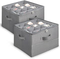 2 Pack Under Bed Shoe Storage Organizer, 16-Compartment Foldable Shoe Storage Boxes with Adjustable Dividers & Clear PVC Lid, Sneakers, Heels, Boots & Sandals Organizer for Closet, Grey by Milentii