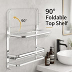 CAXIMSY Towel Rack for Bathroom with 3 Tier Shelf Double Bar Hook (Silvery) - Image 6