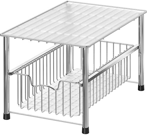 Simple Houseware Chrome Metal Stackable Storage Rack, 16.75 in L x 10.8 in W x 10.25 in H by SimpleHouseware
