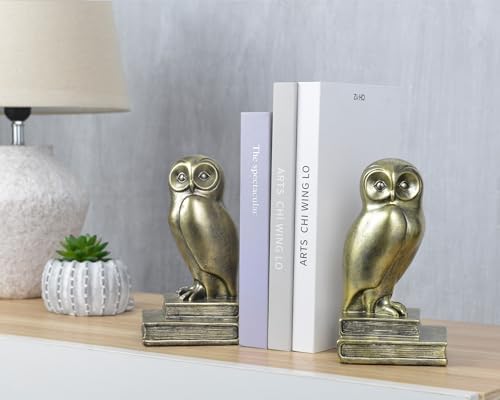 Vintage Gold Owl Bookends,Resin Animal Decorative Book Ends for Shelves,Book Holder with Anti-Slip Base,Luxurious Bird Bookends for Kids Rooms Office Home Decor,Unique Book Lover Gift - Image 6