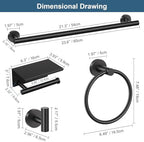 Matte Black Bathroom Hardware Set, 5 Pieces Black Towel Bar Bathroom Accessories Set, Upgraded Toilet Paper Holder with Shelf, 23.6 Inch Towel Rack Towel Holder for Bathroom Wall - Image 6