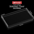 Acrylic Tray 20x12 with Cut Handles - Spill Proof Decorative Tray is an Ideal Countertop Organizer for Living Rooms, Ottoman Coffee Tables, Offices, Kitchens & Serving Guests - Image 2