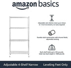 Amazon Basics 4-Shelf Adjustable Storage Shelving Unit for Garage, Steel Wire Rack, 200 Pound Loading Capacity per Shelf, 13.4"D x 23.2"W x 48"H, Chrome - Image 2