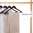 Nature Smile Luxury Mahogany Wooden Suit Hangers - 6 Pack - Wood Coat Hangers,Jacket Outerwear Shirt Hangers,Glossy Finish with Extra-Wide Shoulder, 360 Degree Swivel Hooks & Anti-Slip Bar with Screw - Image 5