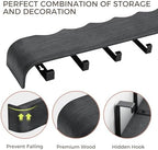 Coat Rack Wall Mount with Shelf Entryway Shelf Modern Key Holder Hanger Wall Shelves with Hidden Hooks for Hanging Towels Coats Hats Bags for Hallway Bathroom Bedroom (Wavy Black, 5 Hooks) - Image 5