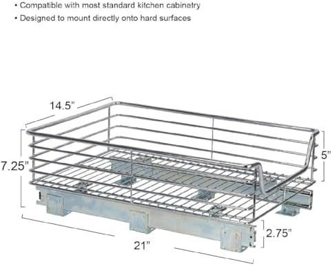 Household Essentials Chrome-Plated Steel Pull-Out Basket Organizer - Image 4
