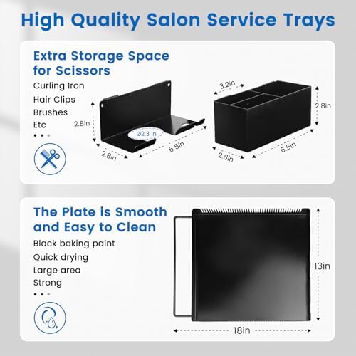 Rolling Salon Tray on Wheels with Storage Platform and Braiding Hair Rack - Image 3