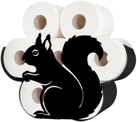 Squirrel Toilet Paper Holder Wall Mount/Stand for Extra 8 Rolls by WHIMSTITCH