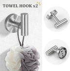 TURS Brushed Nickel 10 Pieces Bathroom Hardware Set, SUS304 Stainless Steel 24 Inch Bath Towel Bar Set, Round Bathroom Accessories Kit Wall Mounted - Image 5