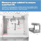 Under Sink Organizer Upgrade To Professional Rails,2-Tier Dual Pull Out Cabinet Storage,Height Adjustable Slide Out Drawers For Bathroom Kitchen,2 Pack-18.5"Dx12.8"-16.9"H,Gun Gray - Image 2
