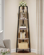 CHOEZON Corner Shelf, 5-Tier Ladder Corner Shelf, Ladder Bookshelf, 59.6" Tall Vertical Display Stand, Metal Frame Bookshelf, for Living Room, Bedroom, Kitchen, Greige and Black TCJ20BG by Choezon