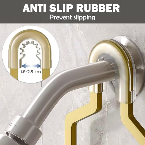 Shower Caddy Hanging, Never Rust Aluminum Shower Organizer, Over Showerhead No Drilling Shower Racks, with Soap Holder Multi Hooks Bathroom Storage for Shampoo Sponge (Gold) - Image 4