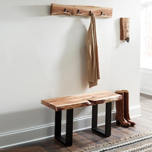 Alaterre Furniture Alpine Natural Live Edge Wood Coat Rack – 36 Inch Solid Wood Wall-Mounted Coat Hook with 4 Double Hooks – Modern Farmhouse Storage Organization for Entryway, Hallway, or Mudroom - Image 5