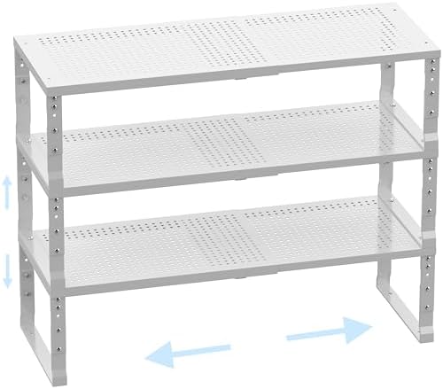 Cabinet Shelf,Expandable Adjustable Stackable Kitchen Organizer,for cabinets, Kitchens, countertops, bathrooms Shelf Organizer(3Packs/White,Large) by Ipotivespaceorganization
