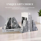 Koville Marble Bookends for Shelves, Large Bookends for Heavy Books, Natural Stone Book Stopper for Books CD Movies, Aesthetic Decorative Book Ends (Grey) - Image 4