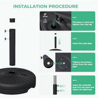 JEAREY 81.5lb Max Capacity Outdoor Patio Umbrella Base, Black - Image 6