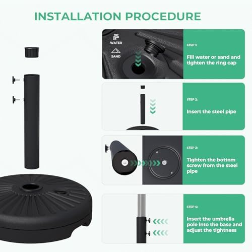 JEAREY 81.5lb Max Capacity Outdoor Patio Umbrella Base, Black - Image 6