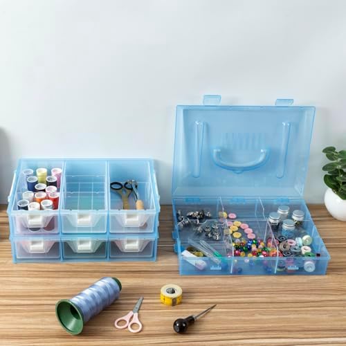MyGift Sky Blue Craft Storage Organizer Case, 24 Compartments & 6 Drawers - Image 7
