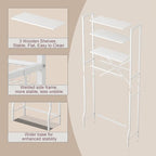 Over-The-Toilet Storage Shelf, 4-Tier Bathroom Organizers and Storage with Wooden Shelf, Freestanding Bathroom Storage Shelves Above Toilet for Laundry & Space Saver, White - Image 5