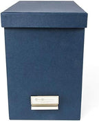 Bigso John Fiberboard Label Frame Desktop File Storage Box - Document Organizer for Important Paperwork - Durable Hanging File Box with a Lid & Metal Label Window - 7.36 x 13.38 x 10.51 in - Blue - Image 2