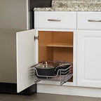 Household Essentials Chrome-Plated Steel Pull-Out Organizer with Artisanal Basket Detailing - Image 2